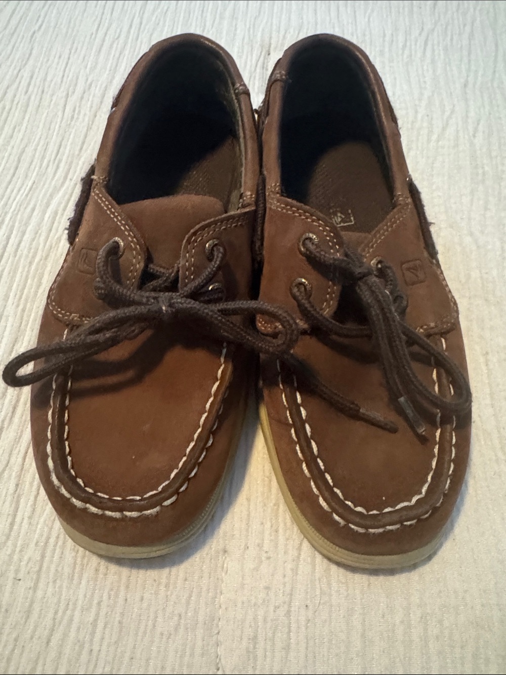 Sperry Kids Boys Brown Suede Moccasin Boat Shoes Size 2